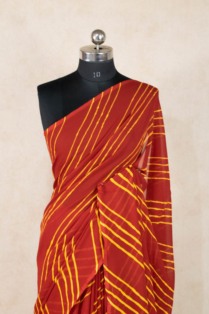 Rajputi Chiffon Leheriya Saree without Blouse - KANHASAREE