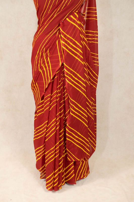 Rajputi Chiffon Leheriya Saree without Blouse - Kanhasarees by ksds