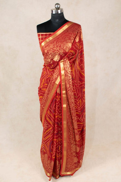 Rajasthani Bandhani Foil Work Saree in Pure Georgette - KANHASAREE