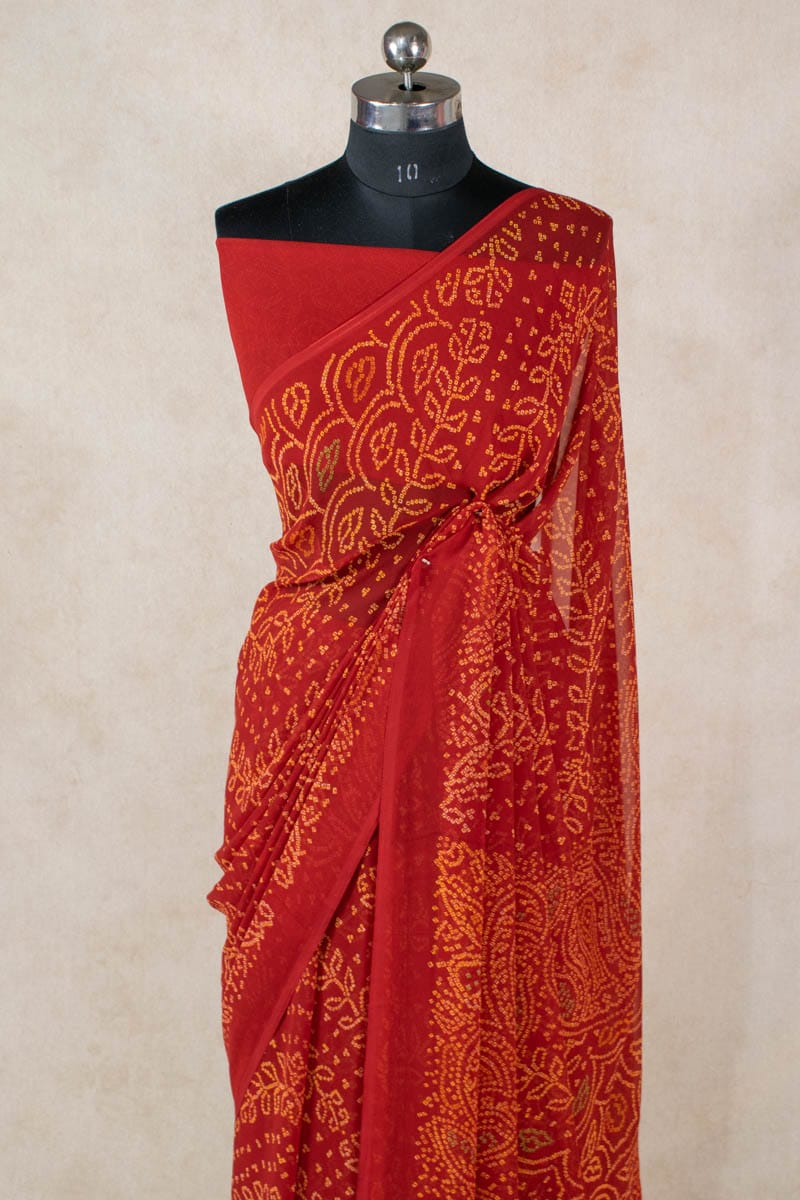 Bandhej Georgette Saree: Elegant Rajasthani Bandhani Craftsmanship - KANHASAREE