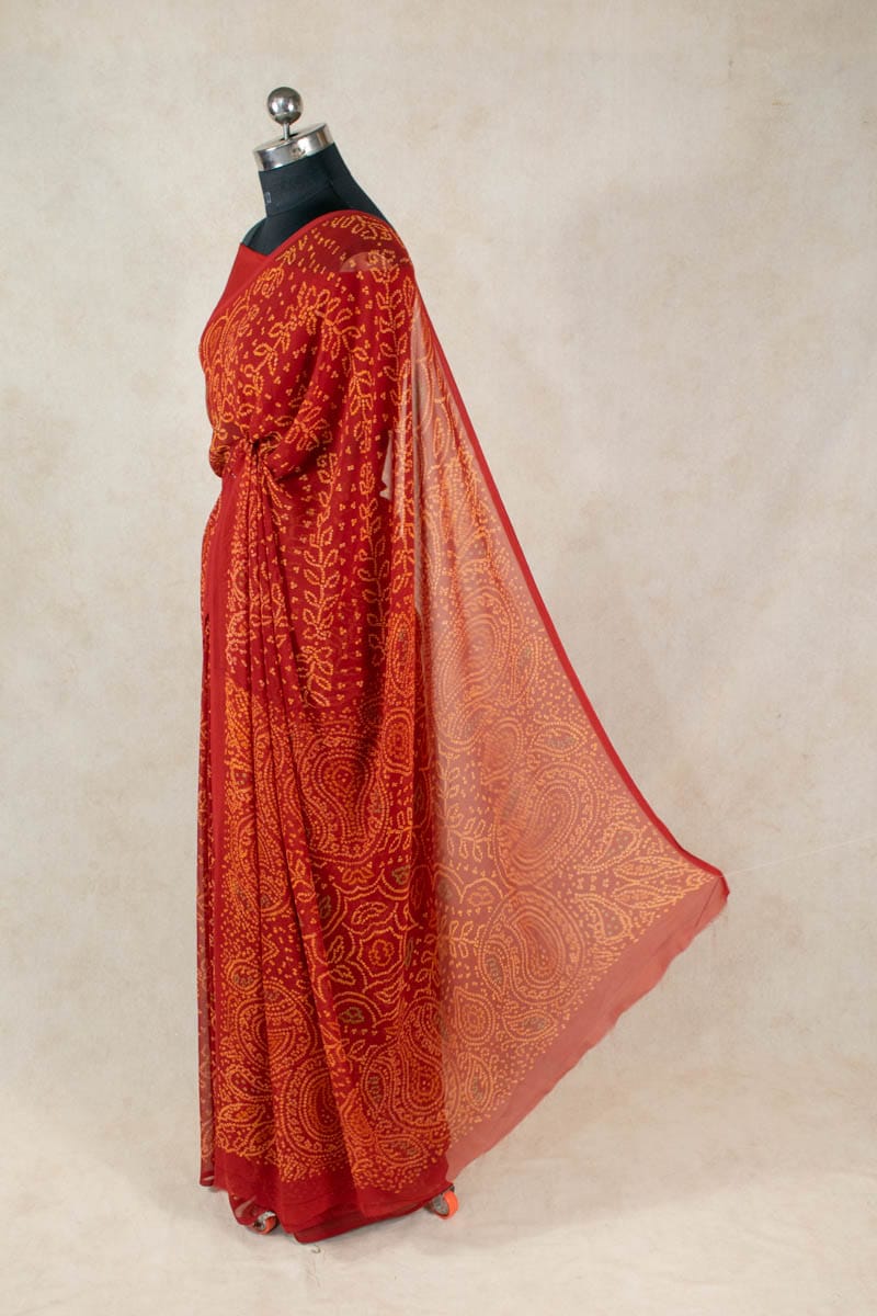 Bandhej Georgette Saree: Elegant Rajasthani Bandhani Craftsmanship - KANHASAREE