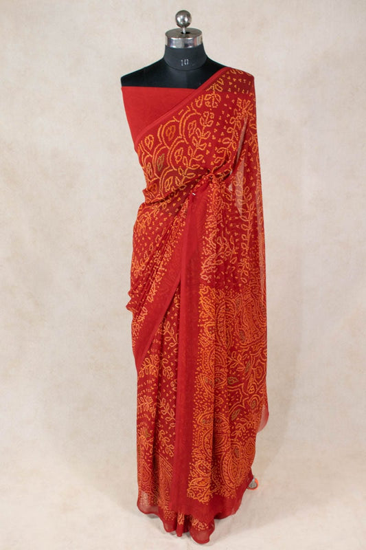 Bandhej Georgette Saree: Elegant Rajasthani Bandhani Craftsmanship - Kanhasarees by ksds