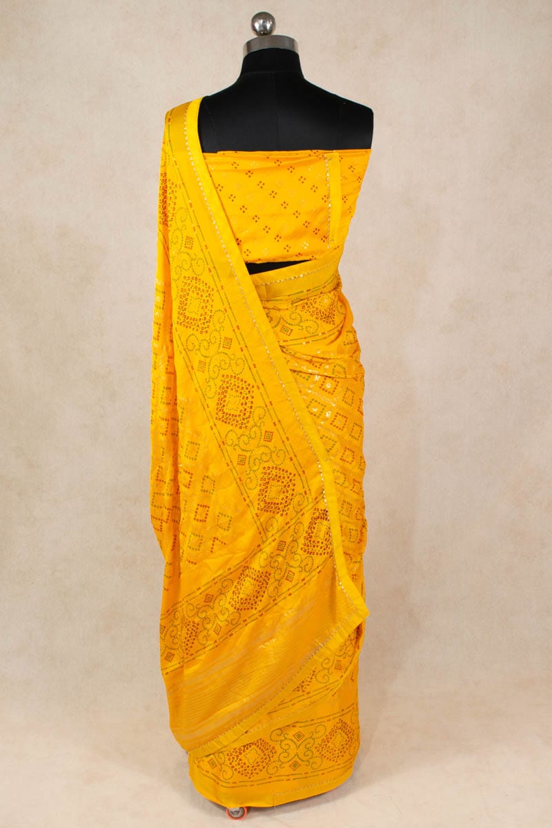 Jaipuri Bandhani Georgette Saree - KANHASAREE