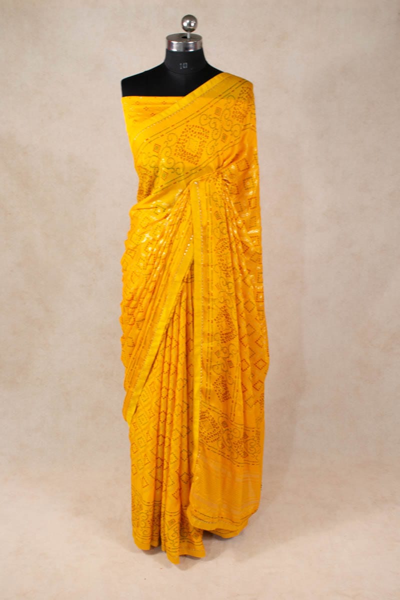 Jaipuri Bandhani Georgette Saree - KANHASAREE