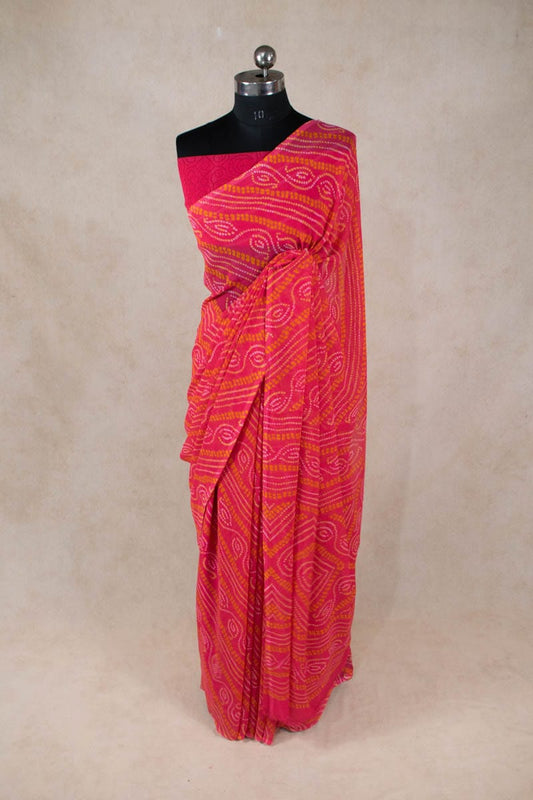 Elegant Rajasthani Bandhani Georgette Saree - KANHASAREE