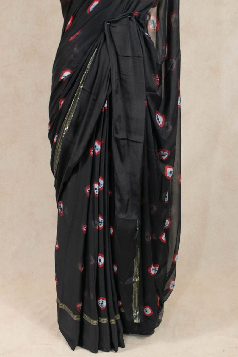 Rajasthani Chinon Hand Tied Dyed Bandhani Saree - KANHASAREE