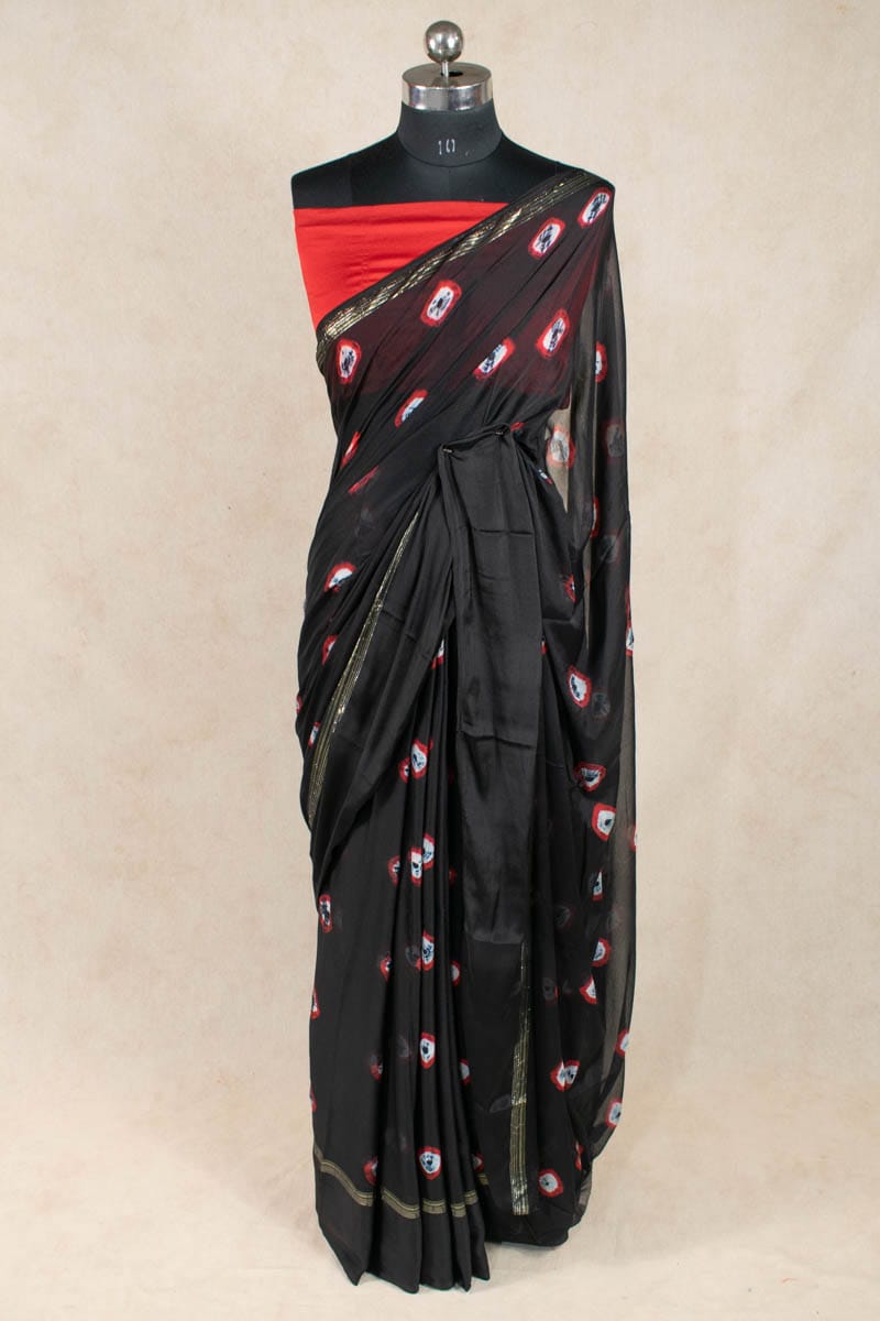 Rajasthani Chinon Hand Tied Dyed Bandhani Saree - KANHASAREE