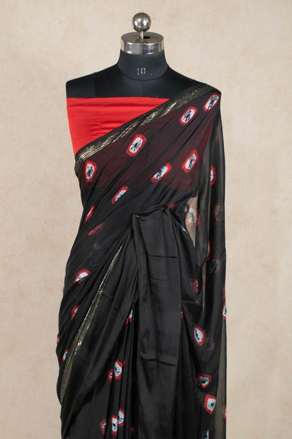 Rajasthani Chinon Hand Tied Dyed Bandhani Saree - KANHASAREE