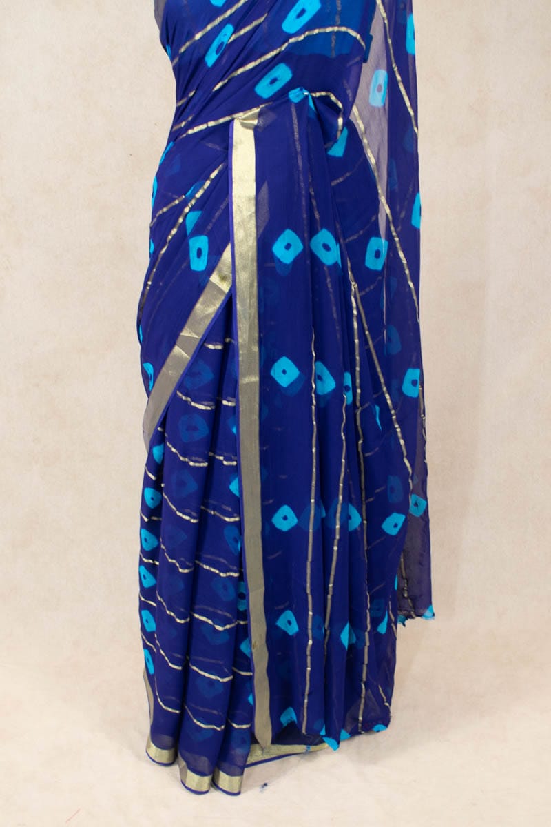 Printed Zari Lines Georgette Saree - Elegant Bandhani Beauty - KANHASAREE