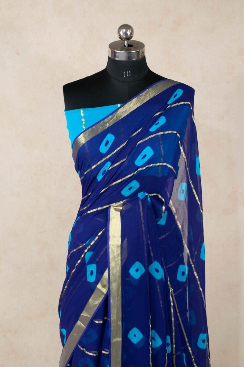 Printed Zari Lines Georgette Saree - Elegant Bandhani Beauty - KANHASAREE