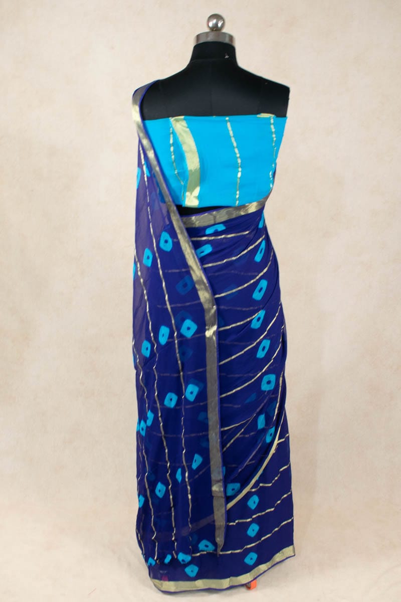 Printed Zari Lines Georgette Saree - Elegant Bandhani Beauty - KANHASAREE