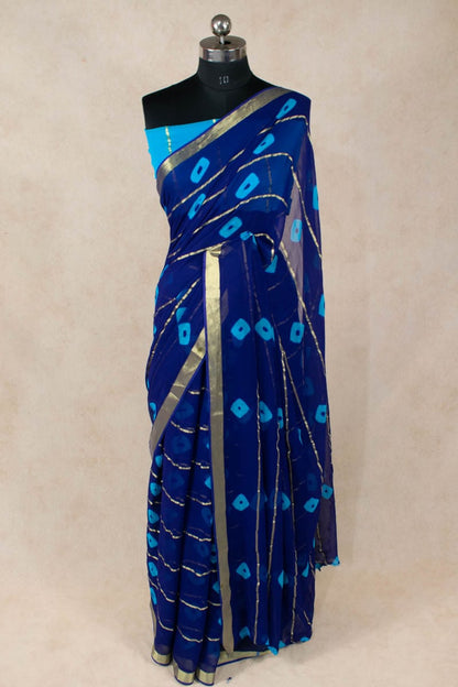 Printed Zari Lines Georgette Saree - Elegant Bandhani Beauty - KANHASAREE