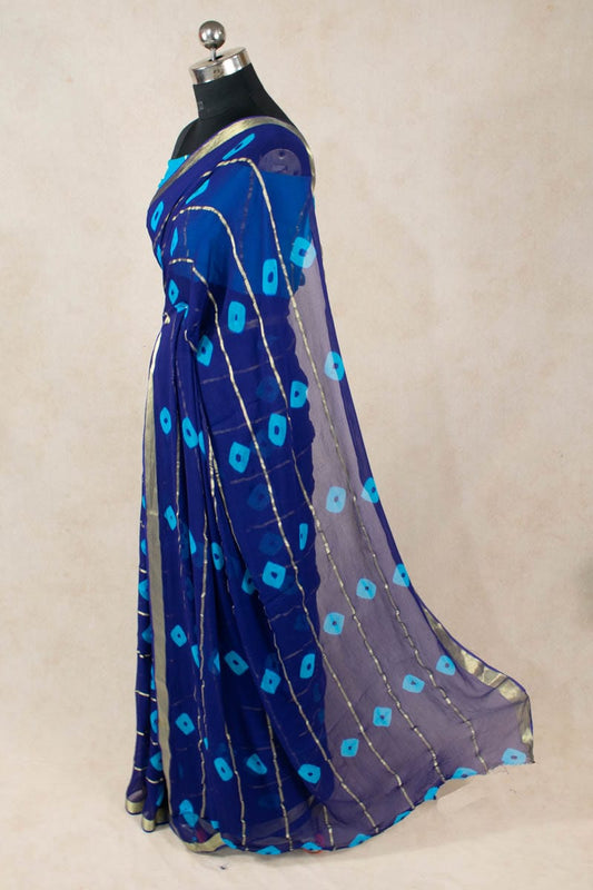 Printed Zari Lines Georgette Saree - Elegant Bandhani Beauty - Kanhasarees by ksds