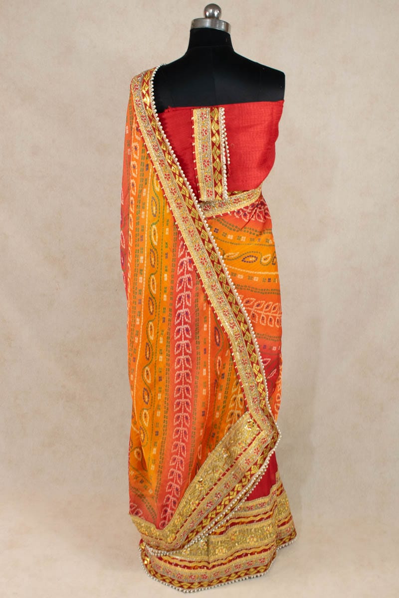 Pure Georgette Half n Half Lehenga Style Saree - KANHASAREE