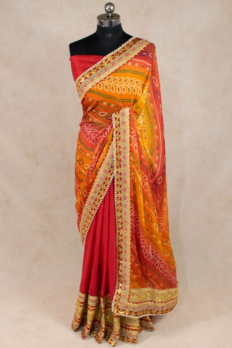 Pure Georgette Half n Half Lehenga Style Saree - KANHASAREE