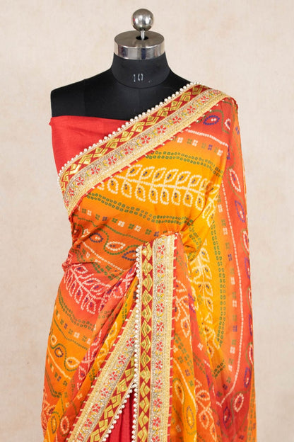 Pure Georgette Half n Half Lehenga Style Saree - KANHASAREE