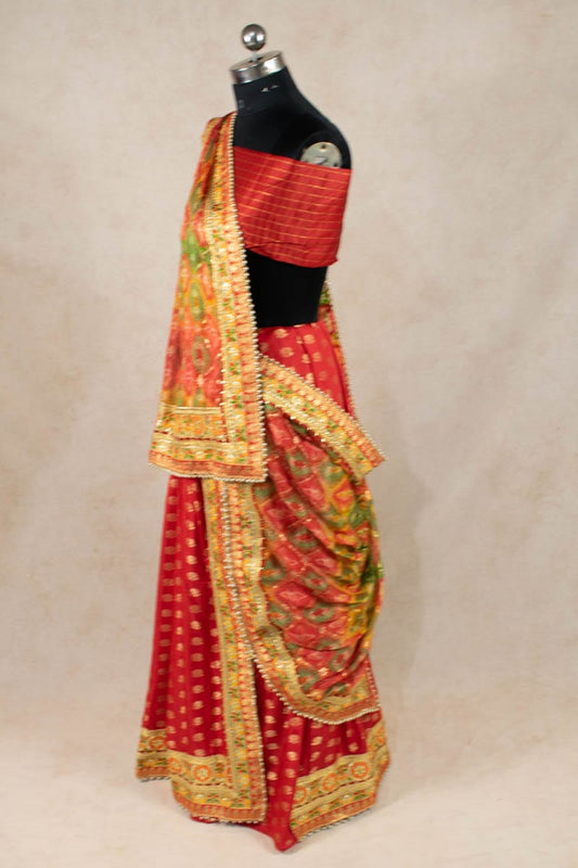 Pure Georgette Half n Half Lehenga Saree - Kanhasarees by ksds