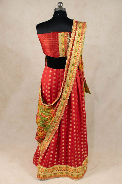 Pure Georgette Half n Half Lehenga Saree - KANHASAREE