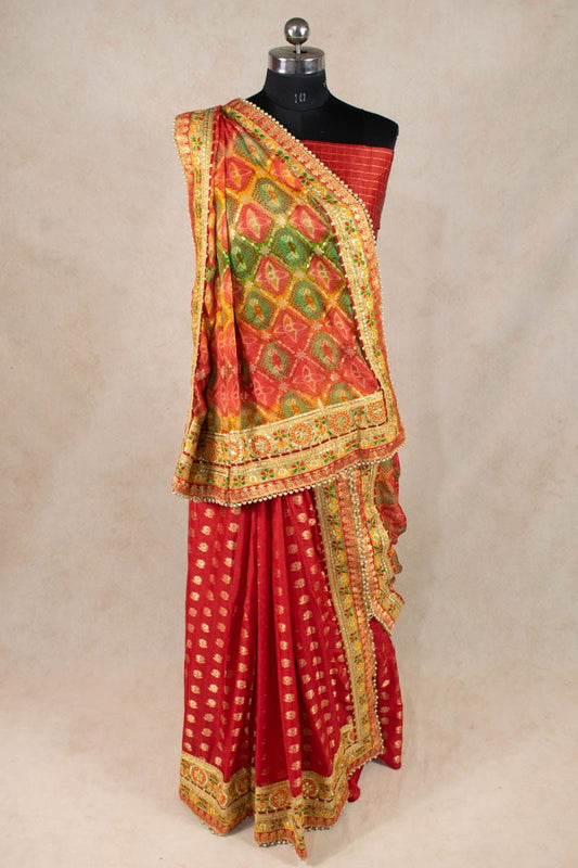 Pure Georgette Half n Half Lehenga Saree - KANHASAREE