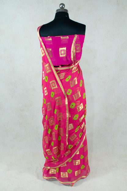 Georgette Bandhani Saree with Zari Box - KANHASAREE