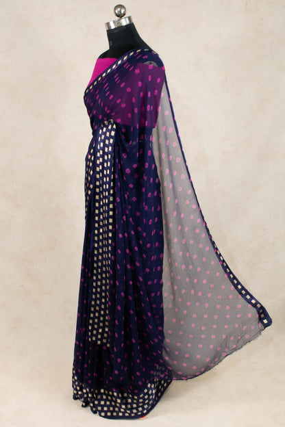 Bandhani Zari Box Georgette Saree | Printed Pure Georgette Saree - KANHASAREE