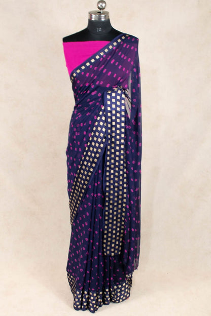 Bandhani Zari Box Georgette Saree | Printed Pure Georgette Saree - KANHASAREE