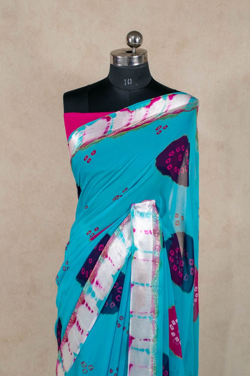 Pure Georgette Multi Bandhani Saree - Embrace Timeless Elegance - KANHASAREE