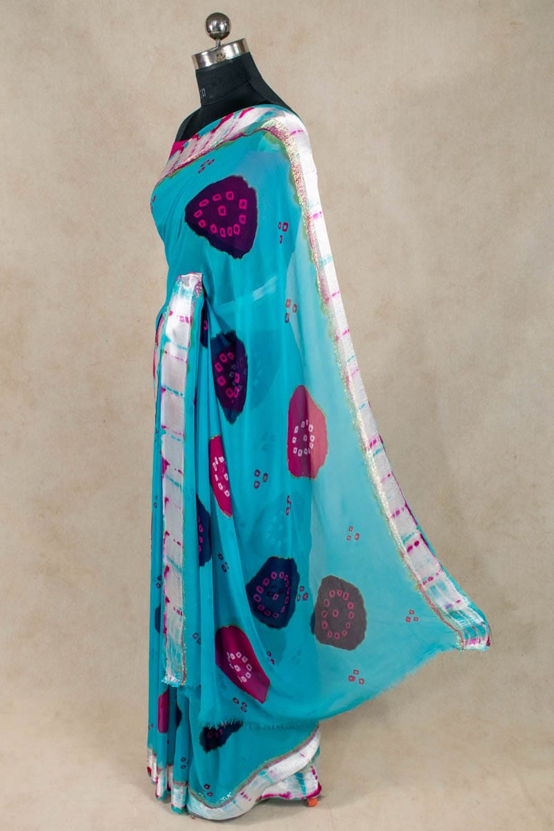 Pure Georgette Multi Bandhani Saree - Embrace Timeless Elegance - KANHASAREE