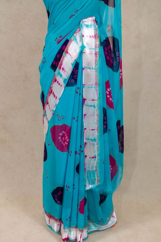 Pure Georgette Multi Bandhani Saree - Embrace Timeless Elegance - Kanhasarees by ksds