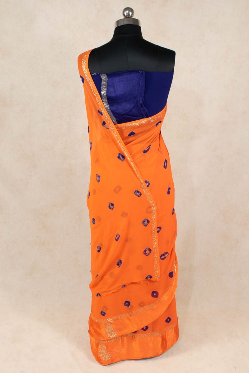 Elegant Pure Georgette Bandhani Saree with Hand Pittan Work and Satin Patta Border by KSDS - KANHASAREE