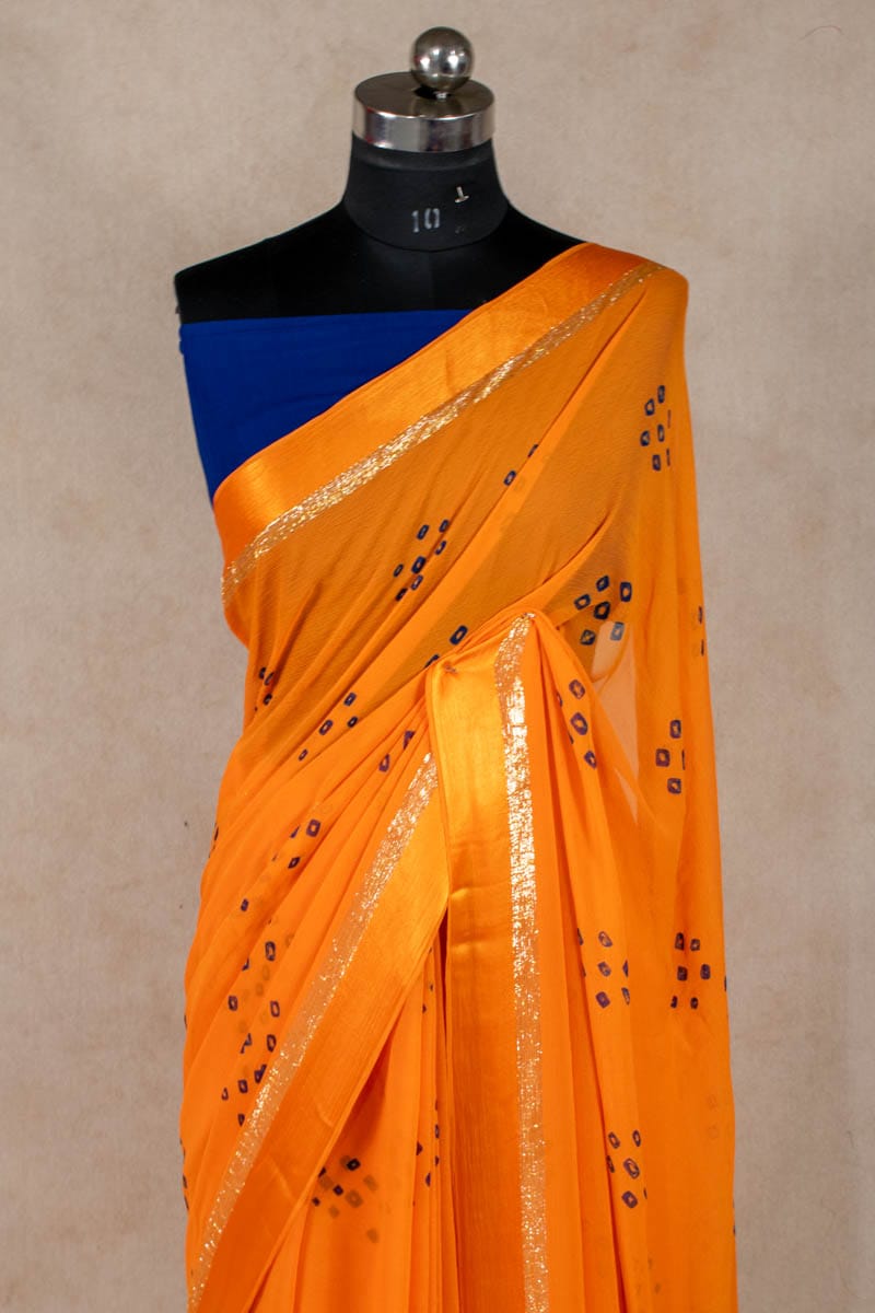 Exquisite Hand-Painted Pure Georgette Bandhani Saree - KANHASAREE