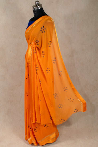 Exquisite Hand-Painted Pure Georgette Bandhani Saree - KANHASAREE