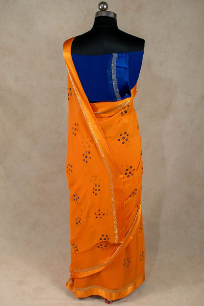 Exquisite Hand-Painted Pure Georgette Bandhani Saree - KANHASAREE