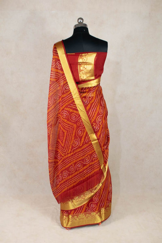 Elegance Redefined: Pure Georgette Bandhani Saree - Kanhasarees by ksds