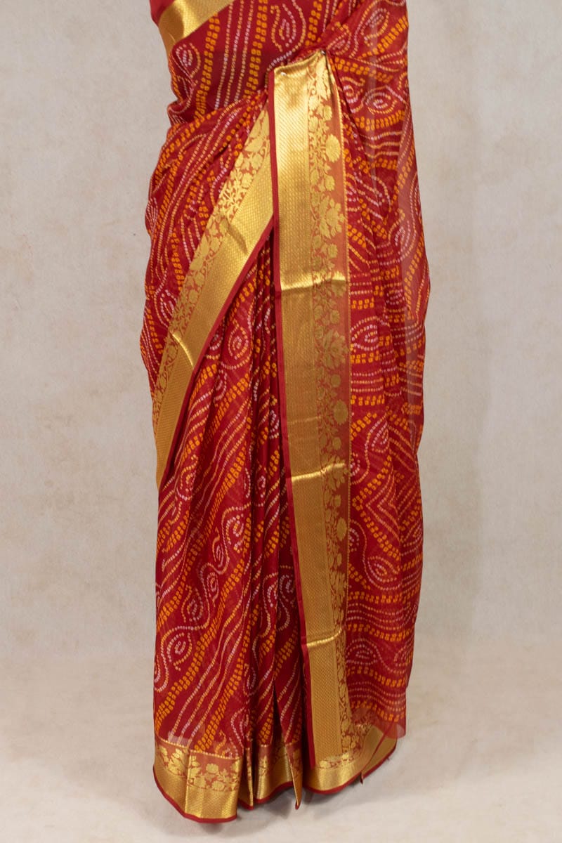 Elegance Redefined: Pure Georgette Bandhani Saree - KANHASAREE