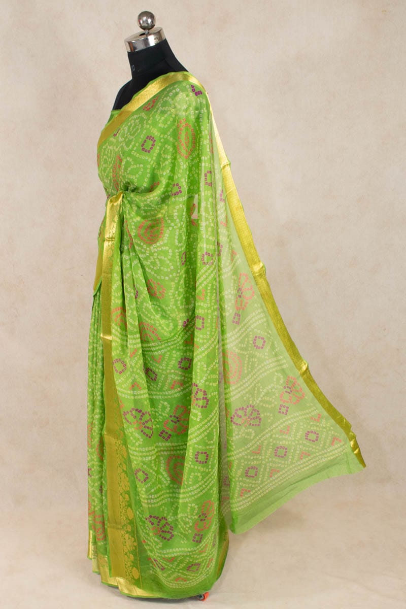 Elegant Bandhani Georgette Saree with Zari Border - KANHASAREE