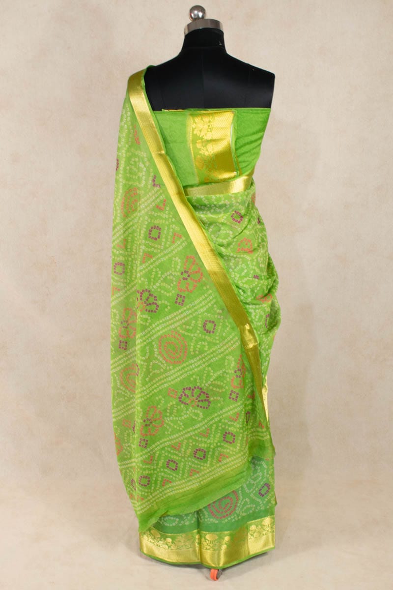 Elegant Bandhani Georgette Saree with Zari Border - KANHASAREE