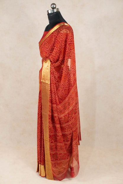 Elegant Bandhani Georgette Saree with Zari Border - KANHASAREE