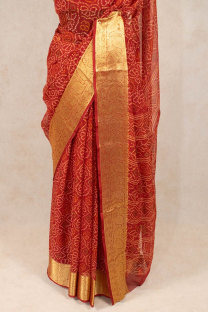 Elegant Bandhani Georgette Saree with Zari Border - KANHASAREE