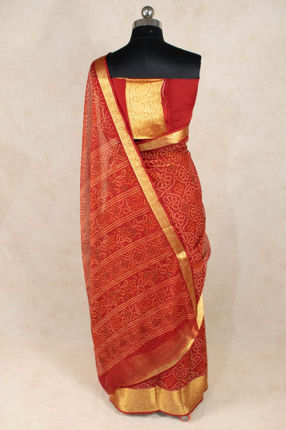 Elegant Bandhani Georgette Saree with Zari Border - KANHASAREE