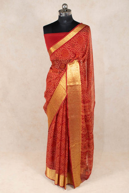 Elegant Bandhani Georgette Saree with Zari Border - KANHASAREE