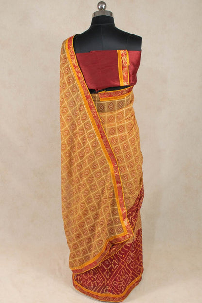 Radiant Rajasthani Beauty - Pure Georgette Bandhani Saree - KANHASAREE