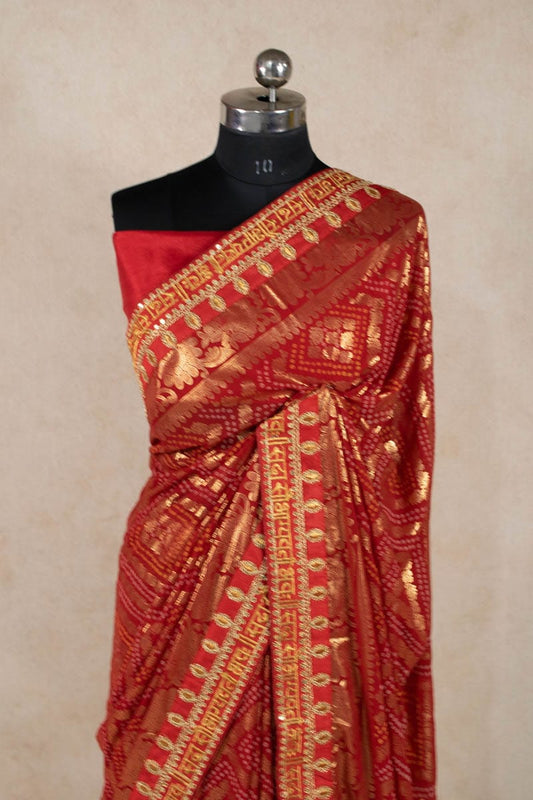 Elegant Georgette Gota Work Border Saree - Kanhasarees by ksds