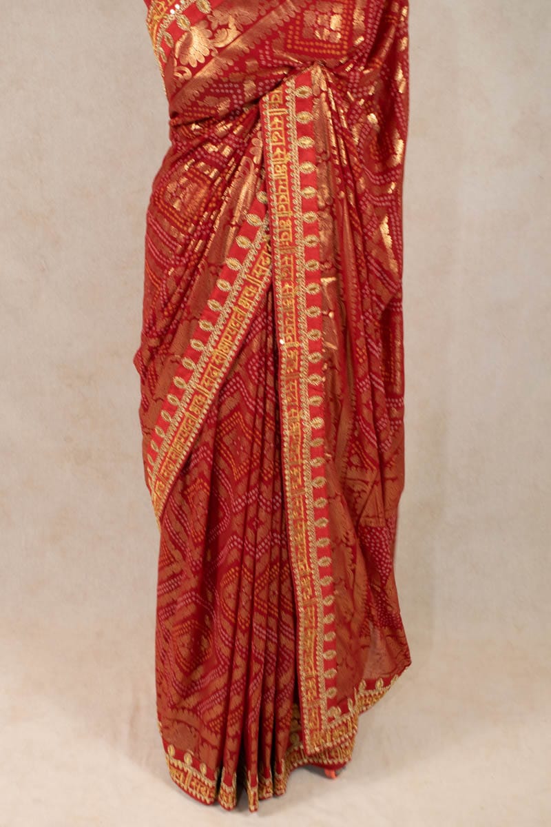 Elegant Georgette Gota Work Border Saree - KANHASAREE