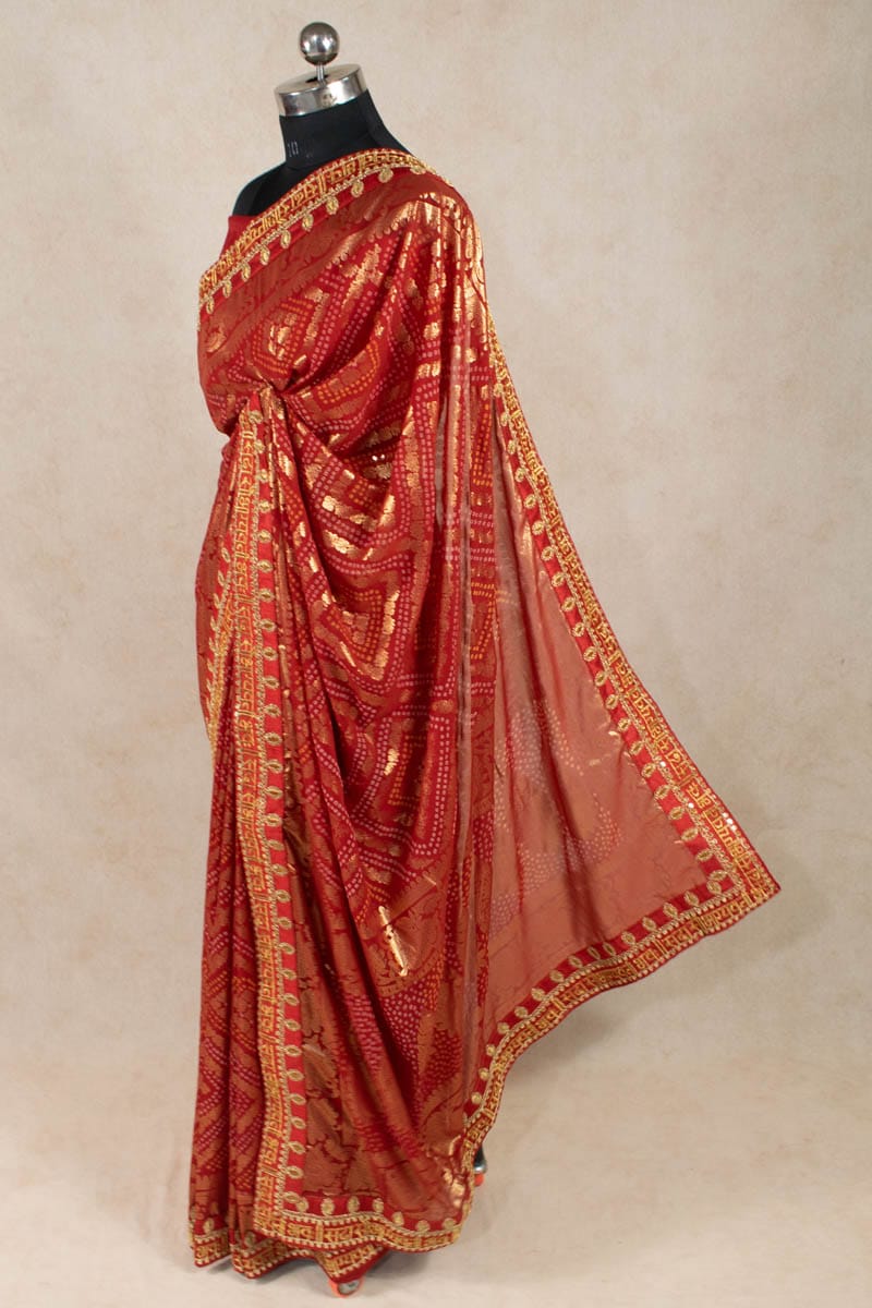 Elegant Georgette Gota Work Border Saree - KANHASAREE