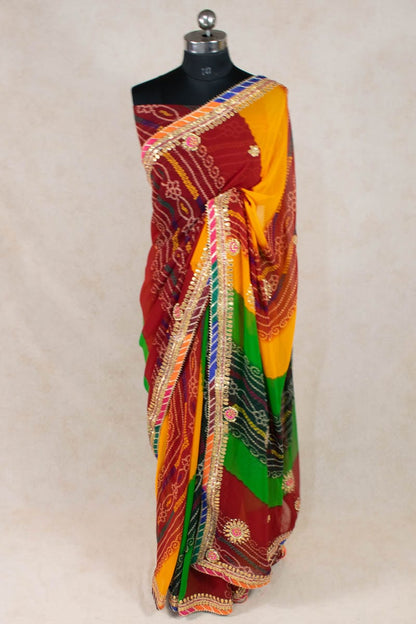 Exquisite Georgette Handwork Gota Patti Saree - KANHASAREE