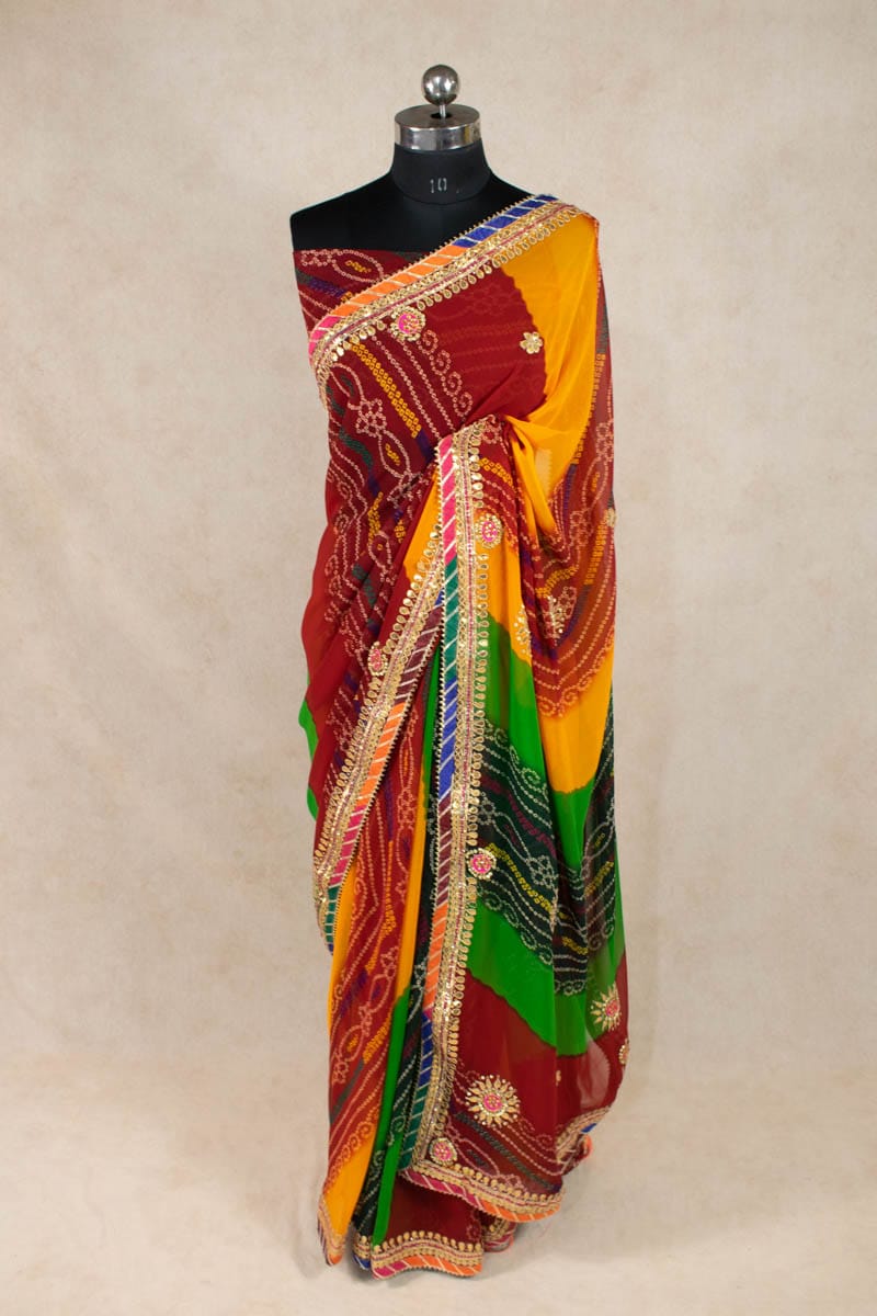 Exquisite Georgette Handwork Gota Patti Saree - KANHASAREE