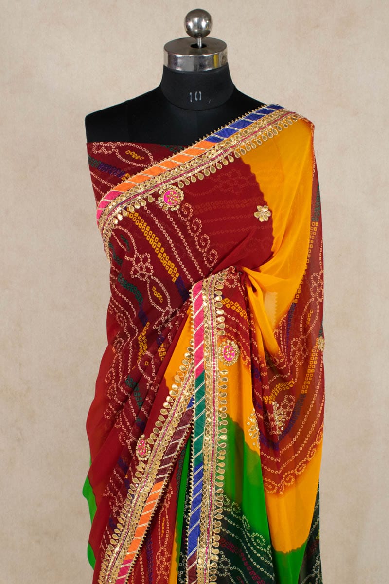 Exquisite Georgette Handwork Gota Patti Saree - KANHASAREE