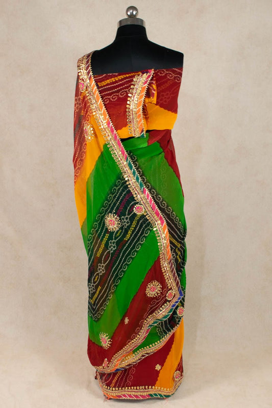 Exquisite Georgette Handwork Gota Patti Saree - Kanhasarees by ksds