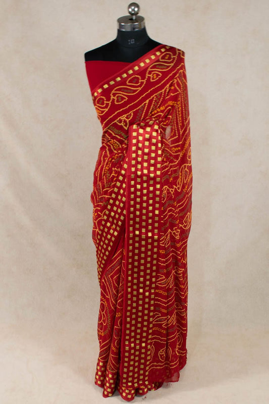 Elegant Zari Box on Border Georgette Saree - KANHASAREE